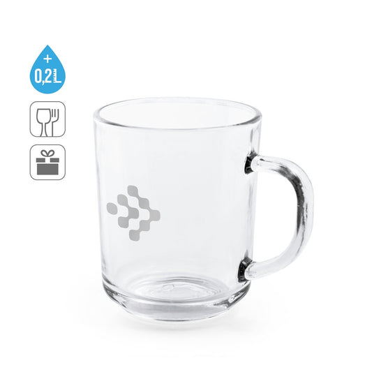 SOFFY promotional mug (complete set view) with custom logo branding