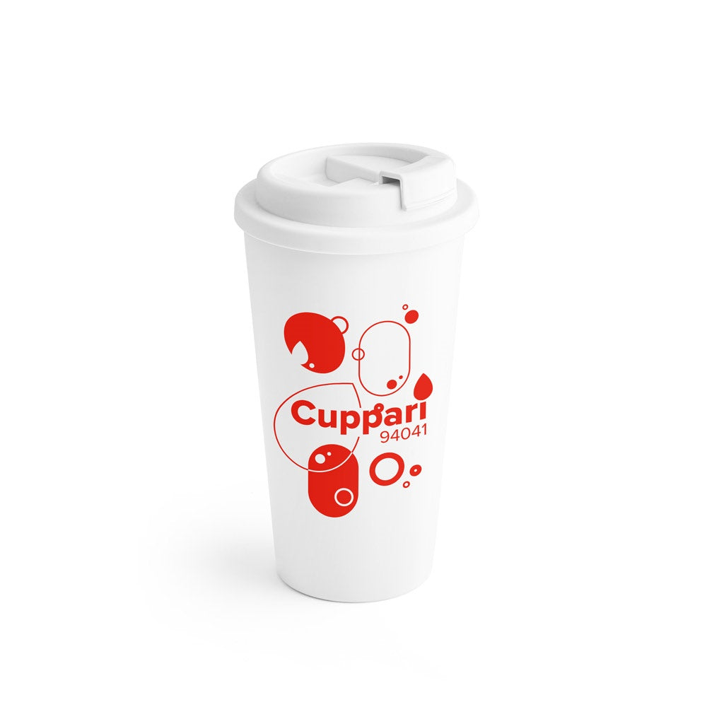 CUPPARI promotional thermal bottle in white with custom logo branding