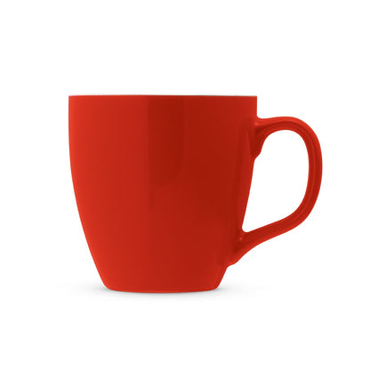 PANTHONY promotional mug in red (detail view) with custom logo branding