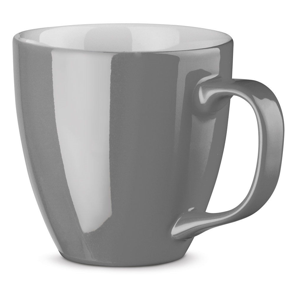 PANTHONY promotional mug in grey with custom logo branding