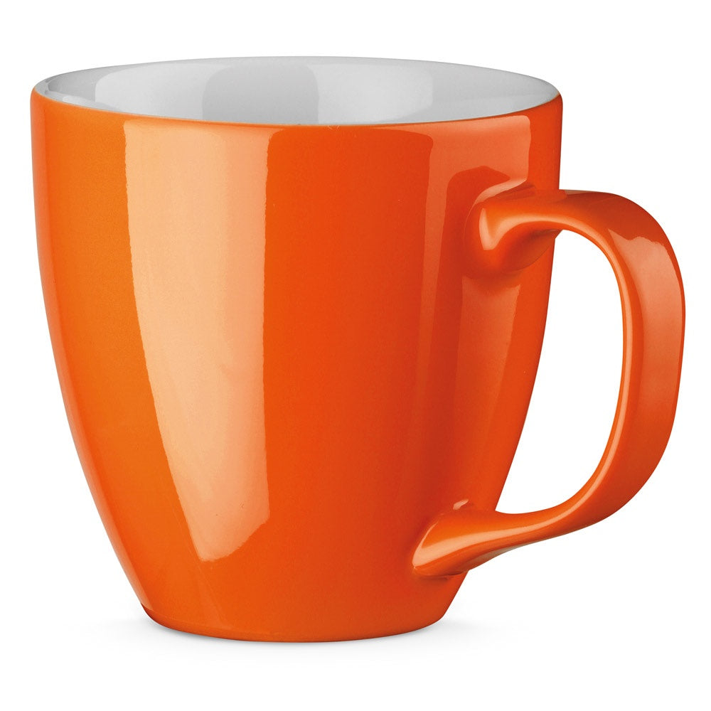 PANTHONY promotional mug in orange with custom logo branding