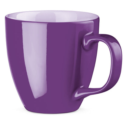 PANTHONY promotional mug in purple with custom logo branding
