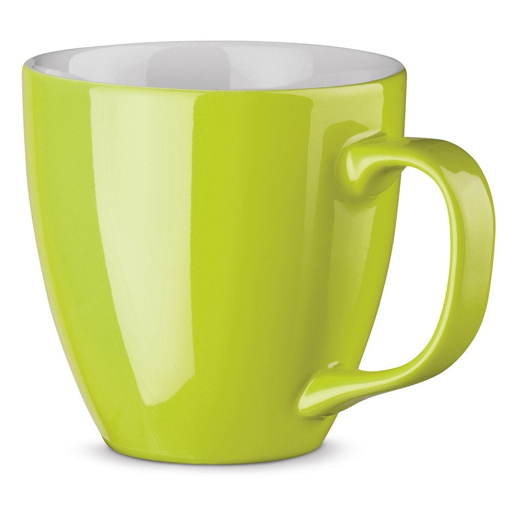 PANTHONY promotional mug in lime green with custom logo branding