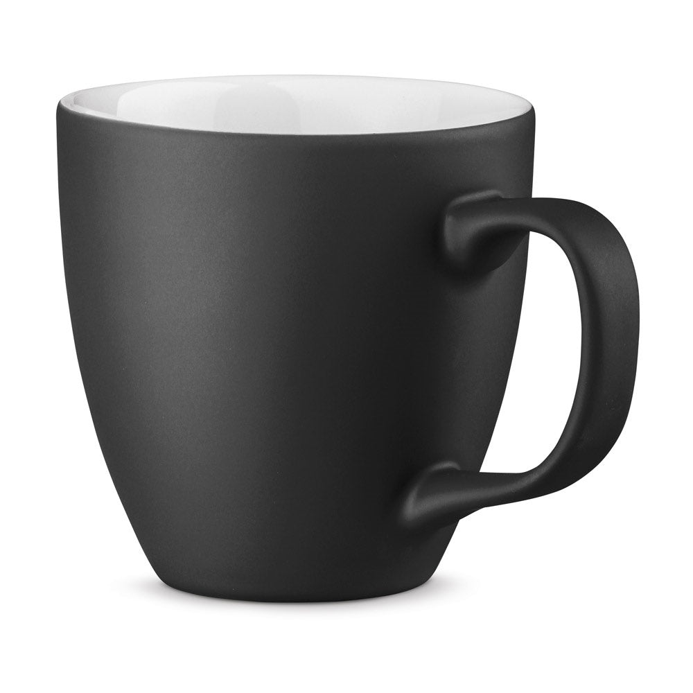 PANTHONY MAT promotional mug in black with custom logo branding