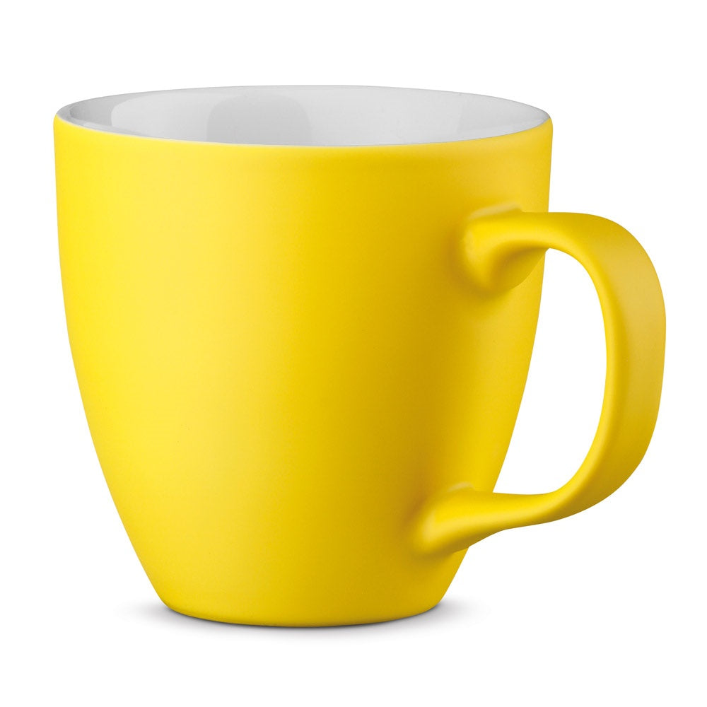 PANTHONY MAT promotional mug in yellow with custom logo branding