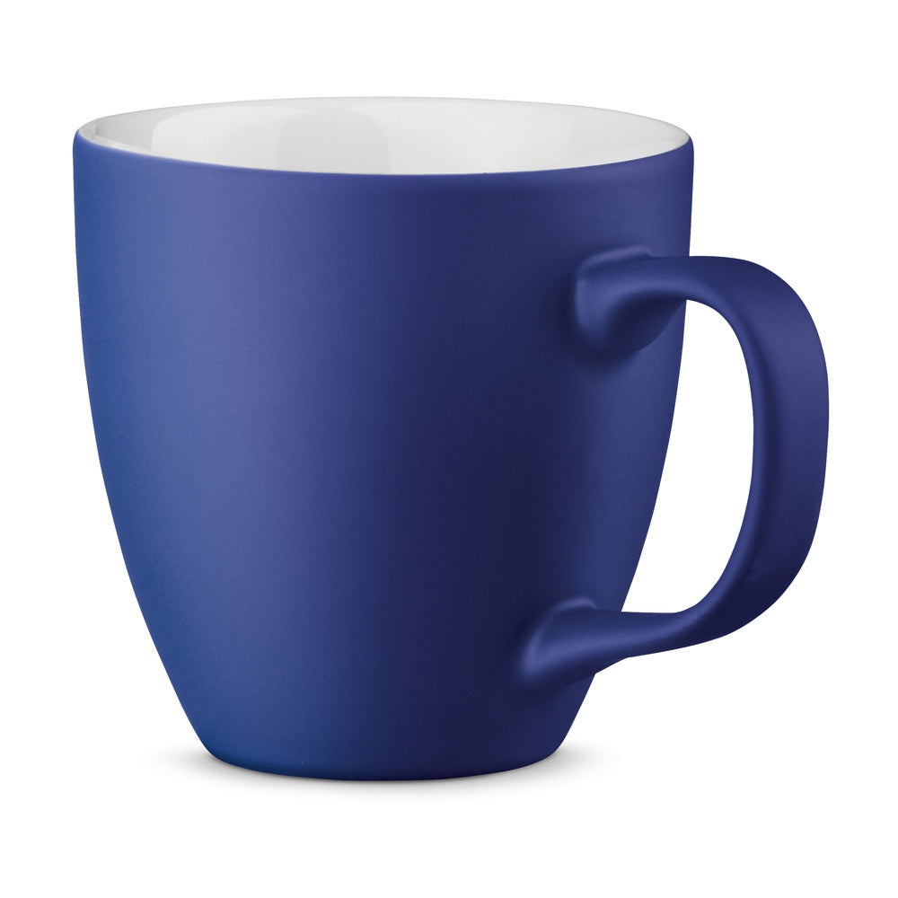 PANTHONY MAT promotional mug in royal blue with custom logo branding