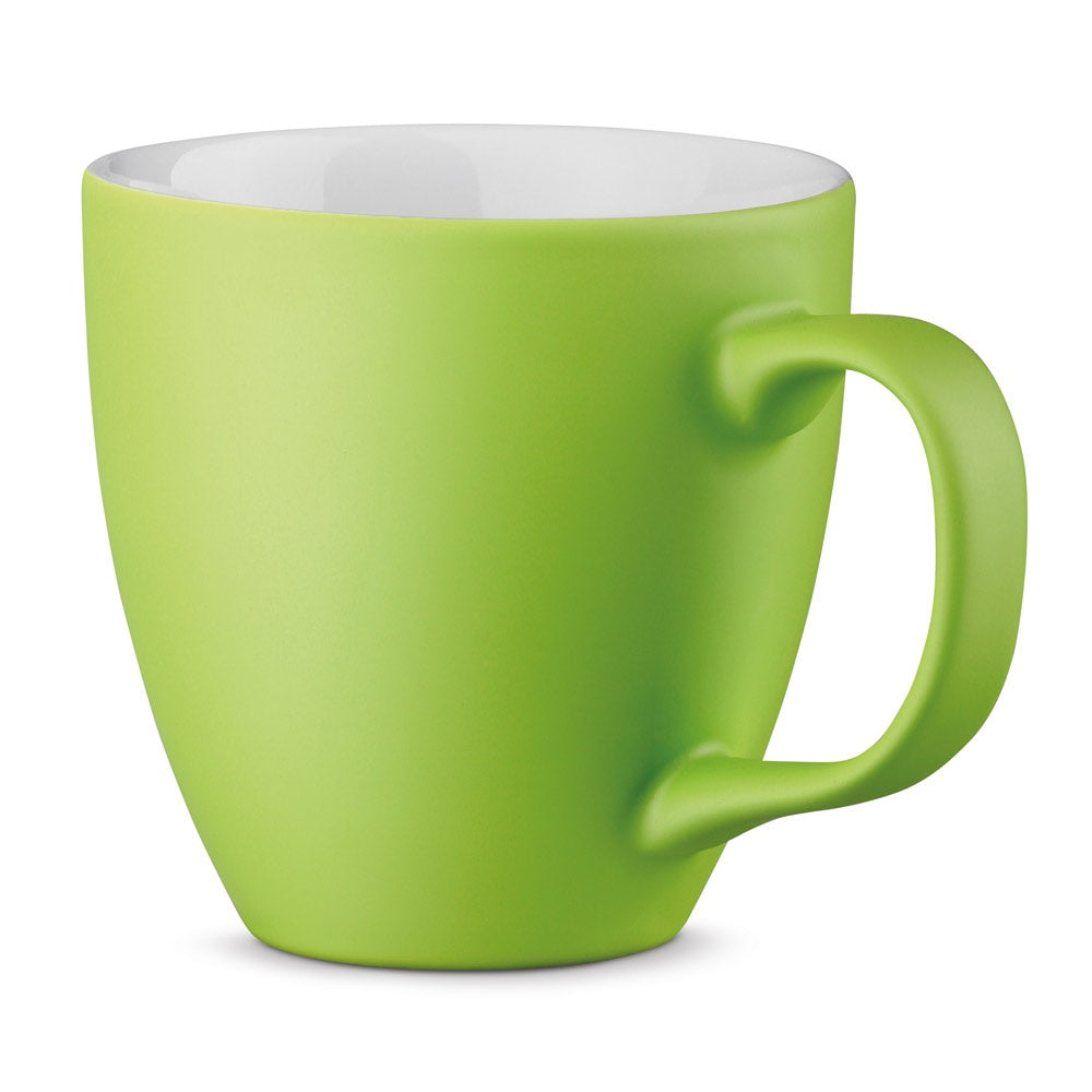 PANTHONY MAT promotional mug in lime green with custom logo branding