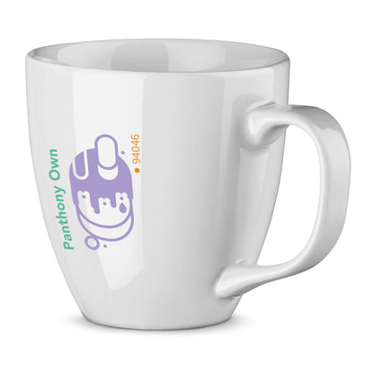 PANTHONY OWN promotional mug in white with custom logo branding