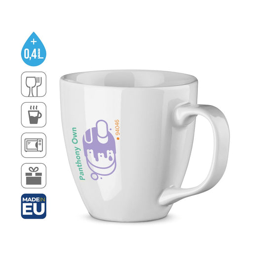 PANTHONY OWN promotional mug (complete set view) with custom logo branding