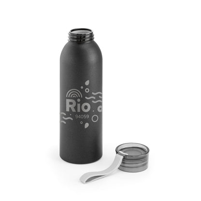 RIO promotional bottle in black with custom logo branding