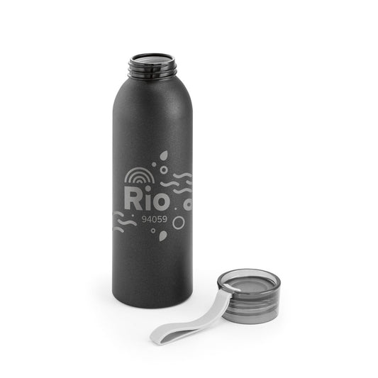 RIO promotional bottle in black with custom logo branding