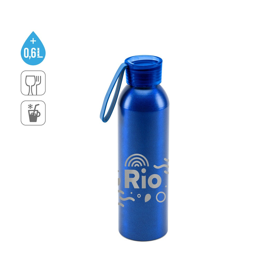 RIO promotional bottle (complete set view) with custom logo branding