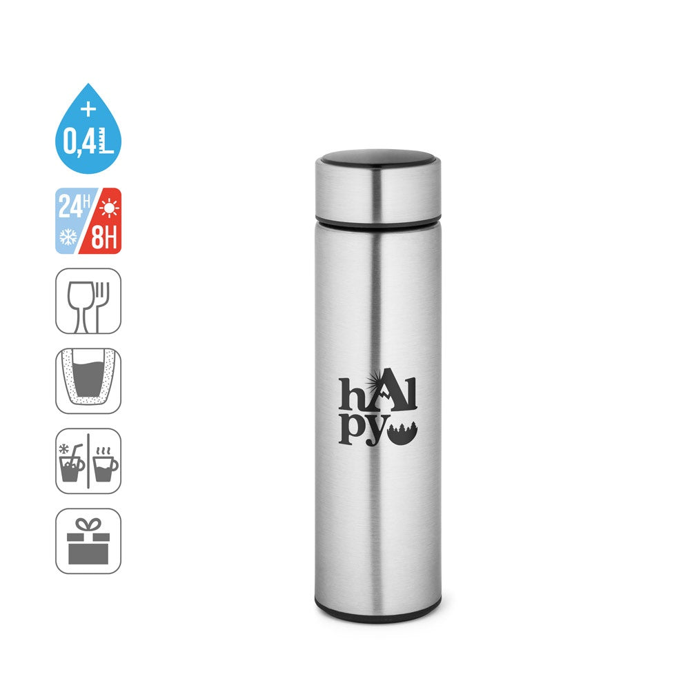 ROSSI promotional thermal bottle (complete set view) with custom logo branding