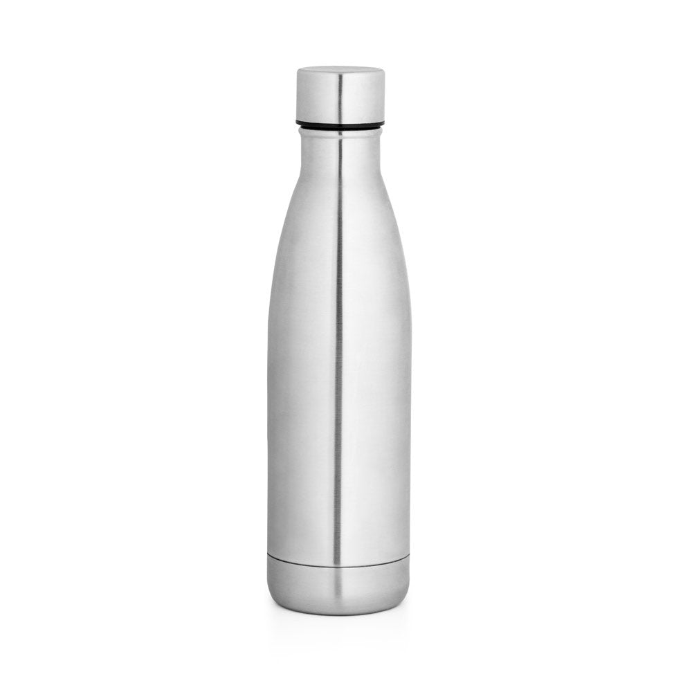 BUFFON promotional thermal bottle in satin silver with custom logo branding