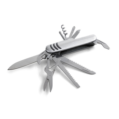 KAPRUN promotional multi-tool in satin silver (detail view) with custom logo branding