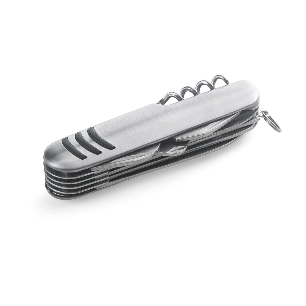 KAPRUN promotional multi-tool in satin silver with custom logo branding