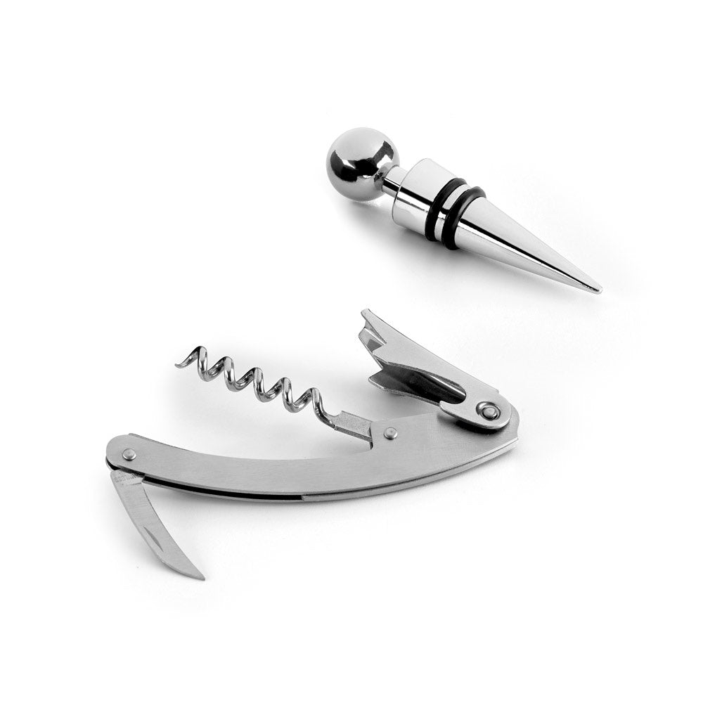 BARREL promotional kitchen accessory in satin silver with custom logo branding