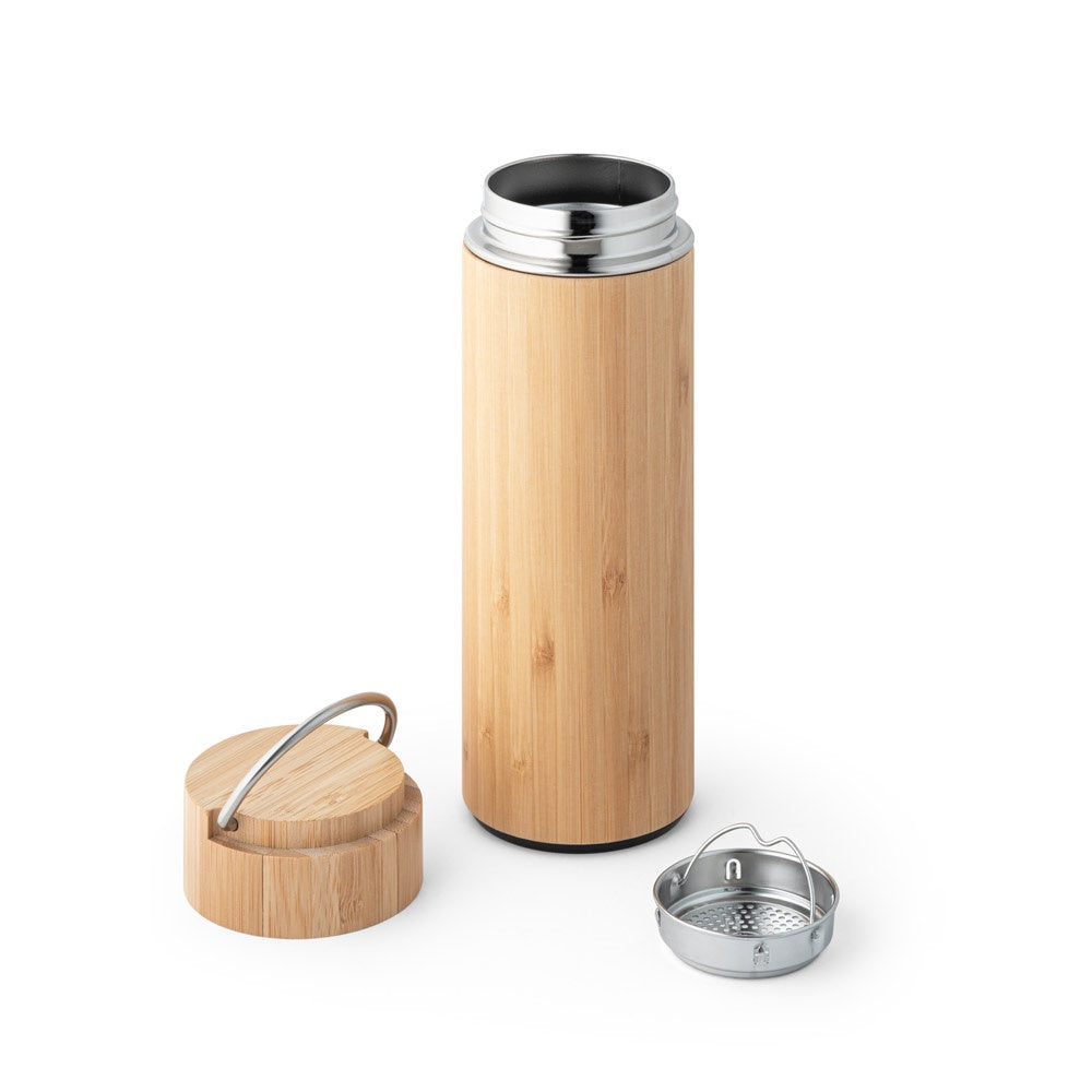SOW promotional thermal bottle in natural (detail view) with custom logo branding