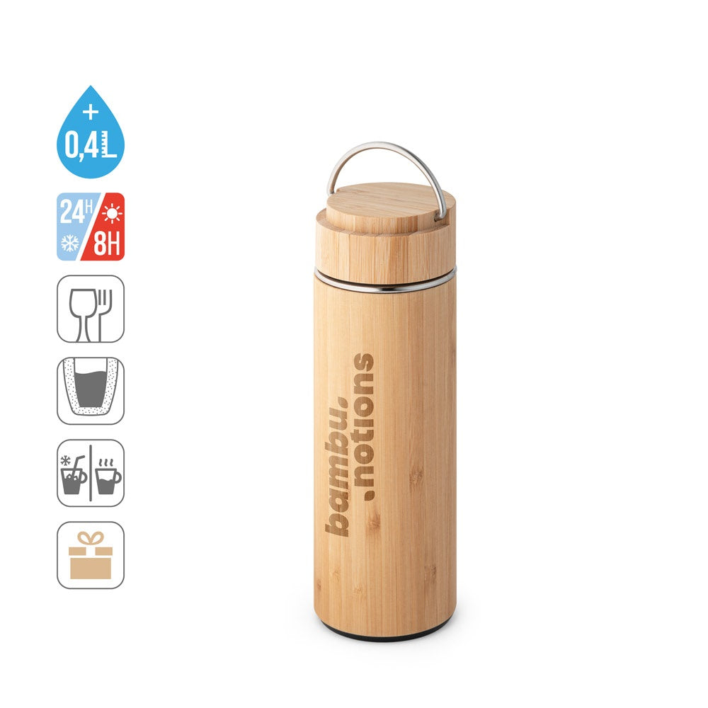 SOW promotional thermal bottle (complete set view) with custom logo branding