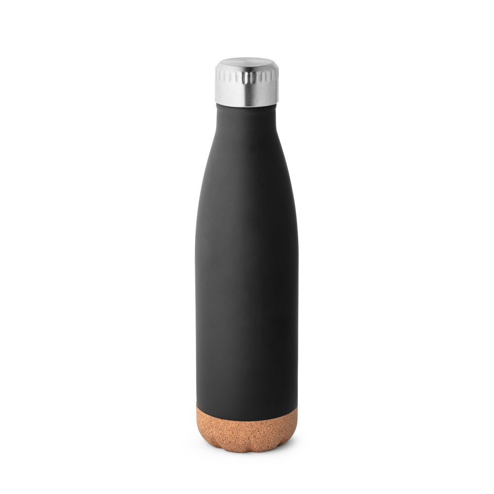 SOLBERG promotional thermal bottle in black with custom logo branding