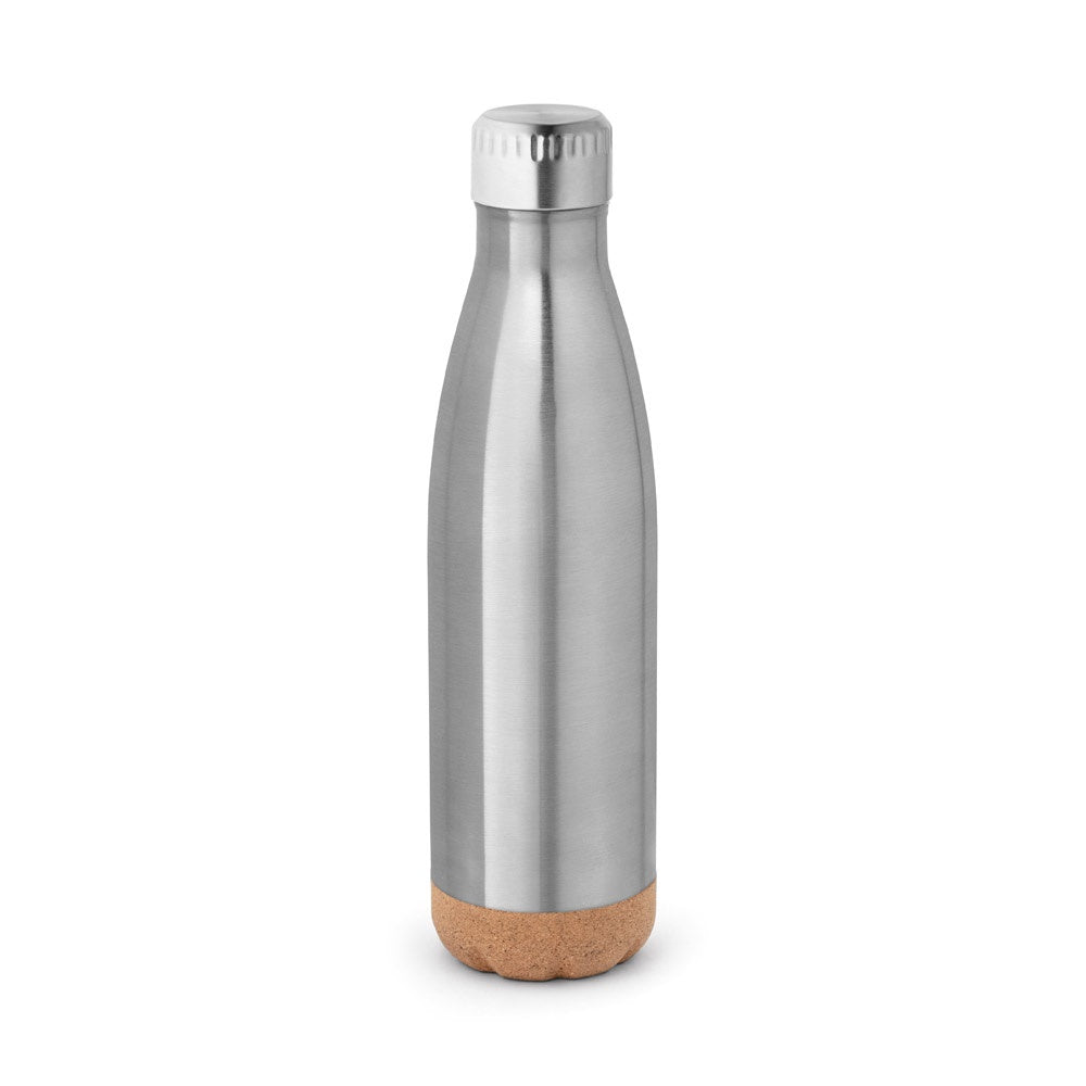 SOLBERG promotional thermal bottle in satin silver with custom logo branding