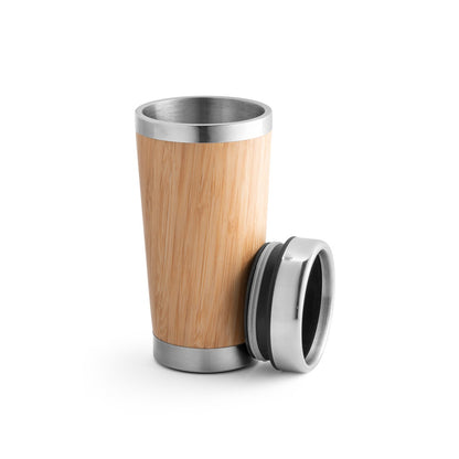 PIETRO promotional travel cup in natural (detail view) with custom logo branding
