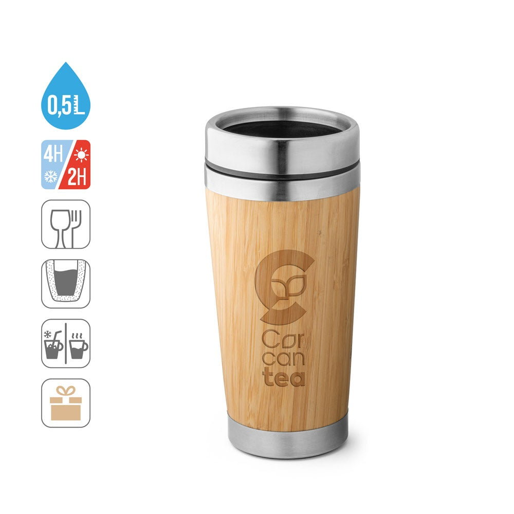 PIETRO promotional travel cup (complete set view) with custom logo branding