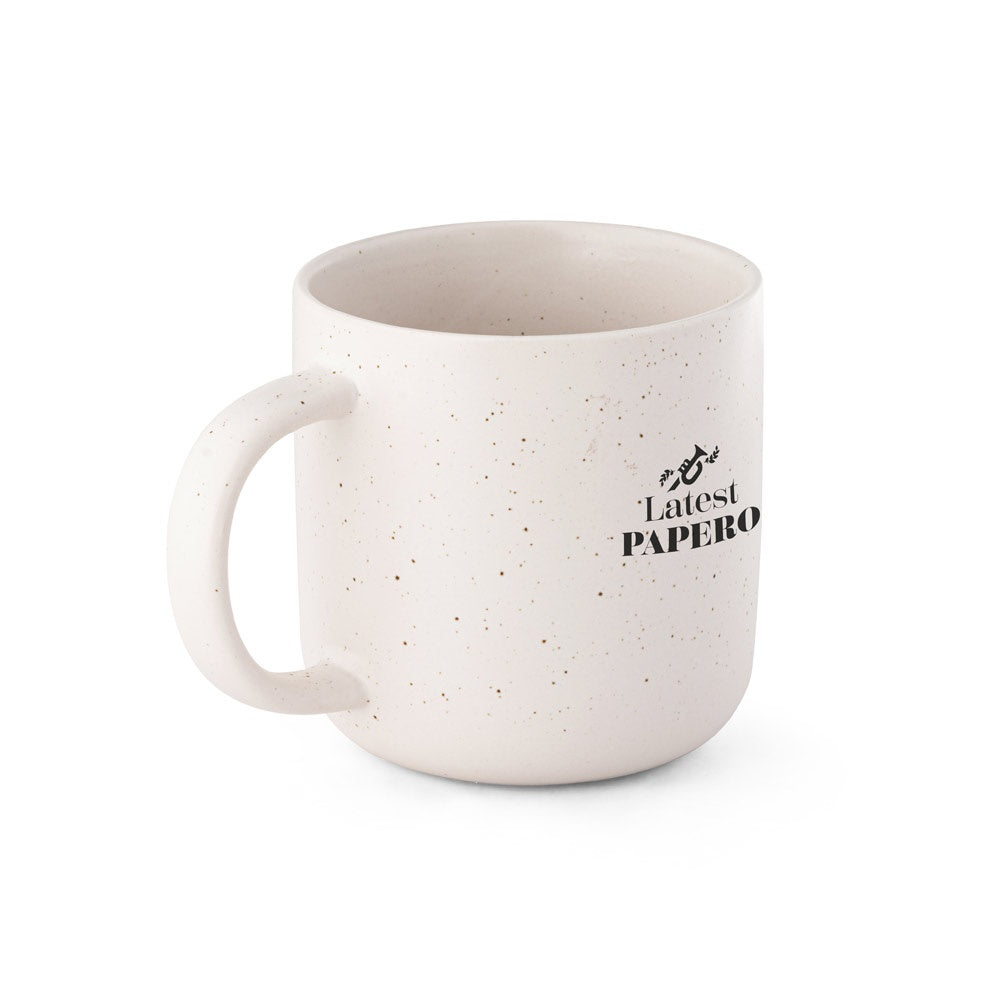 CONSTELLATION promotional mug in pastel white with custom logo branding