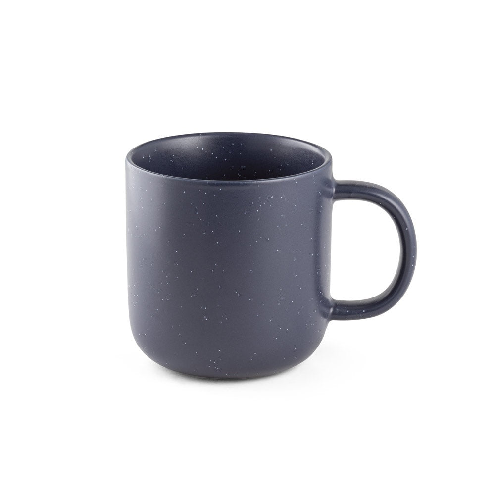 CONSTELLATION promotional mug in navy blue (detail view) with custom logo branding