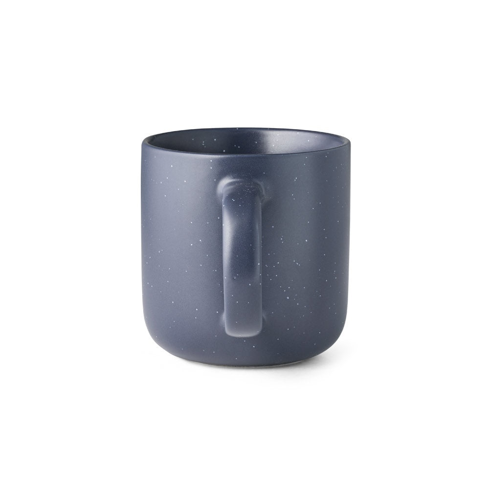 CONSTELLATION promotional mug in navy blue (detail view) with custom logo branding