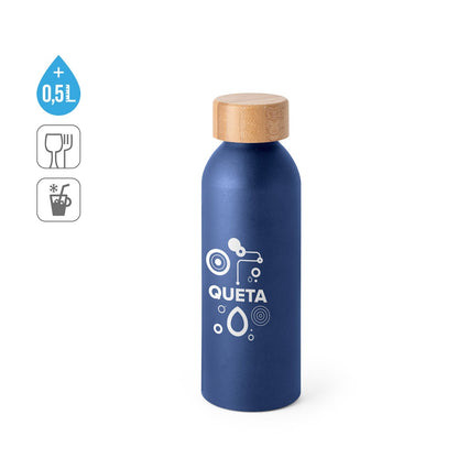 QUETA promotional thermal bottle (complete set view) with custom logo branding