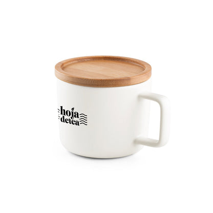 FANGIO promotional mug in white with custom logo branding