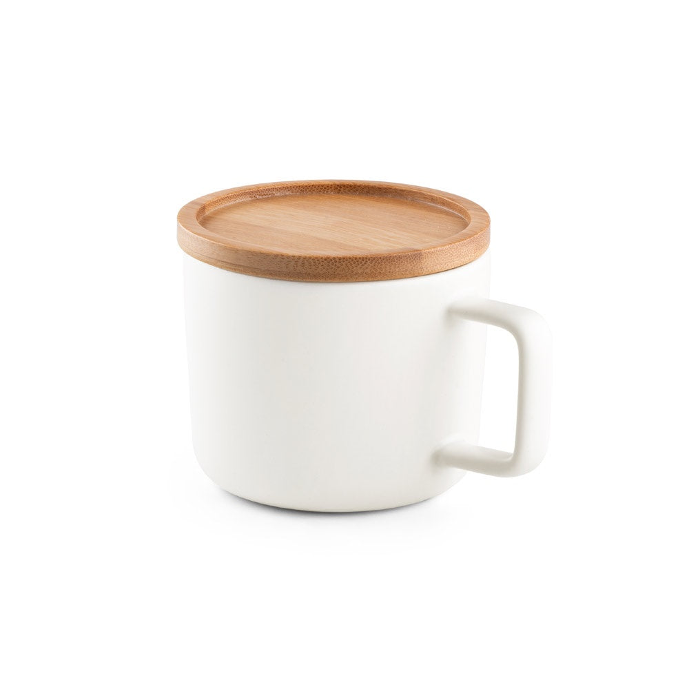 FANGIO promotional mug in white with custom logo branding