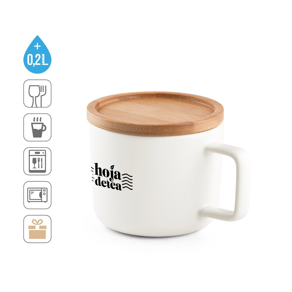 FANGIO promotional mug (complete set view) with custom logo branding