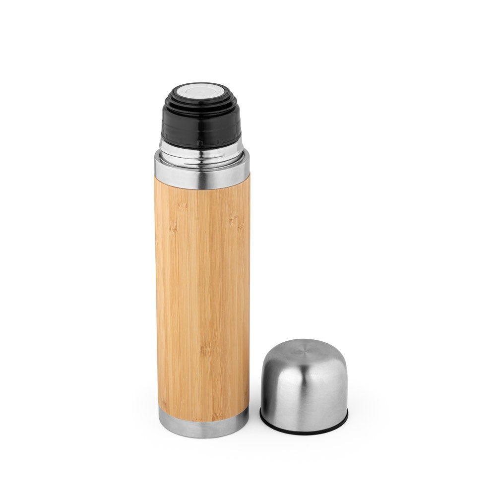 CEYLON promotional thermal bottle in natural (detail view) with custom logo branding