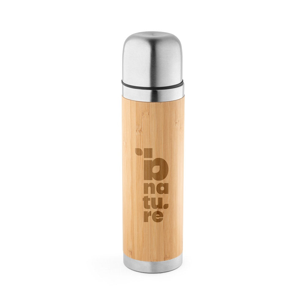 CEYLON promotional thermal bottle in natural with custom logo branding