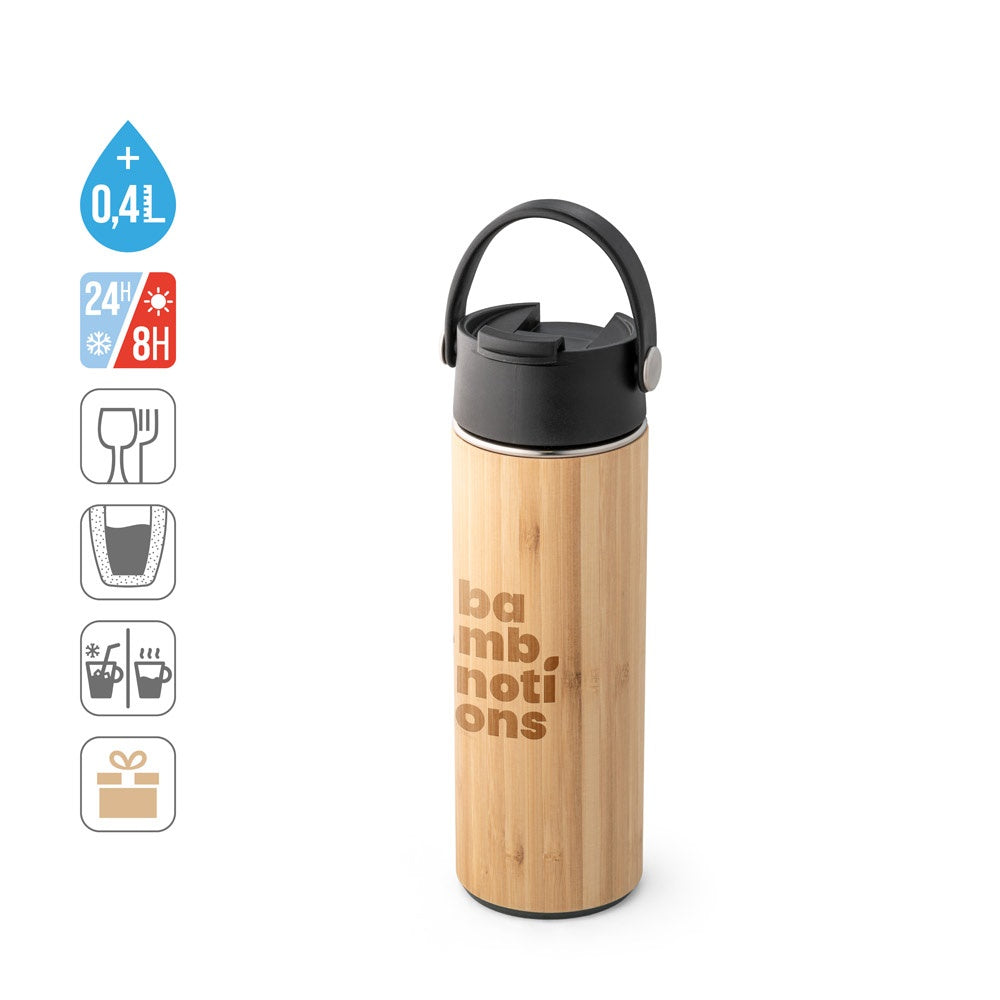 LAVER promotional thermal bottle (complete set view) with custom logo branding