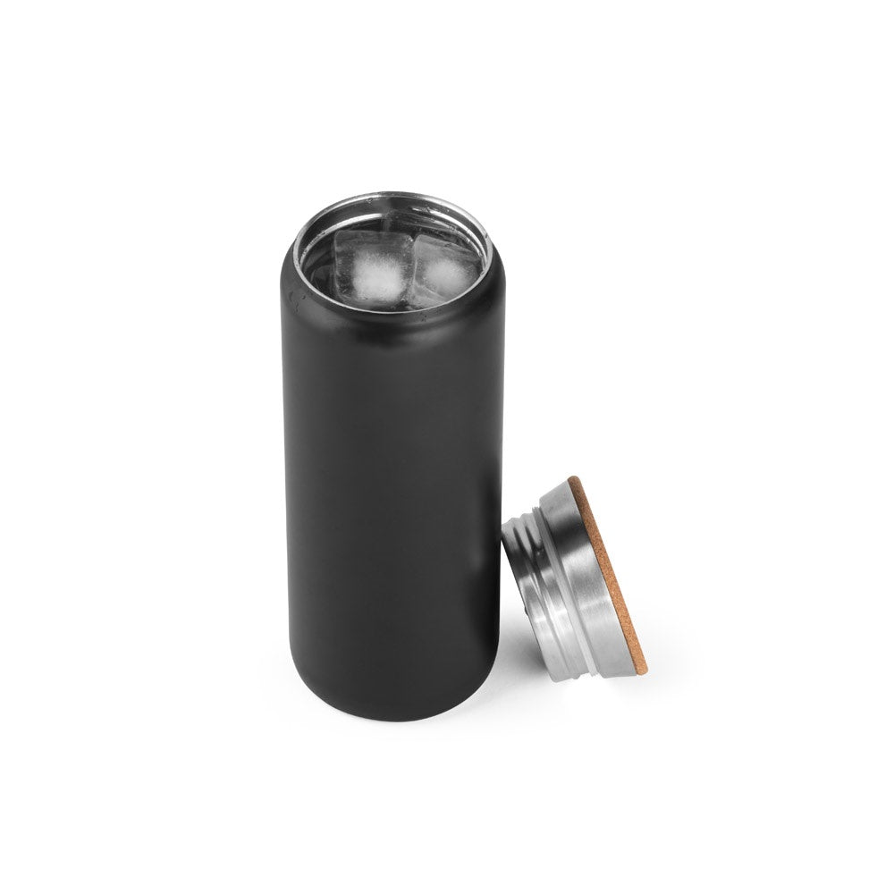 LAVINE 600 promotional thermal bottle in black (detail view) with custom logo branding