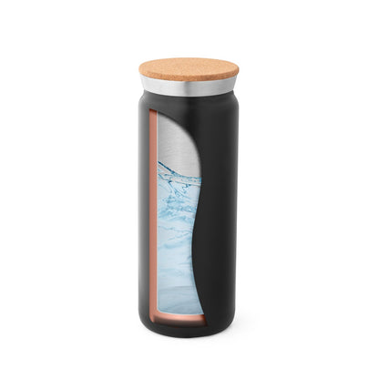 LAVINE 600 promotional thermal bottle in black (detail view) with custom logo branding