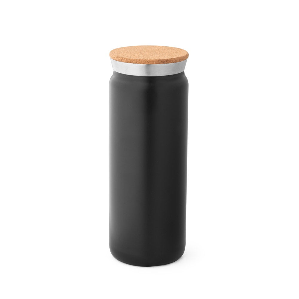 LAVINE 600 promotional thermal bottle in black with custom logo branding