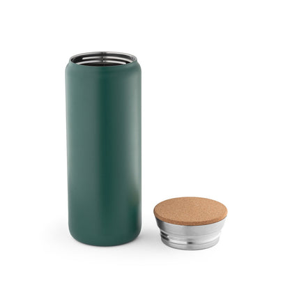 LAVINE 600 promotional thermal bottle in dark green (detail view) with custom logo branding