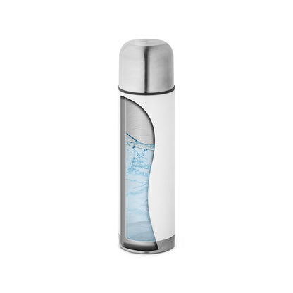HENDERSON promotional thermal bottle in white (detail view) with custom logo branding