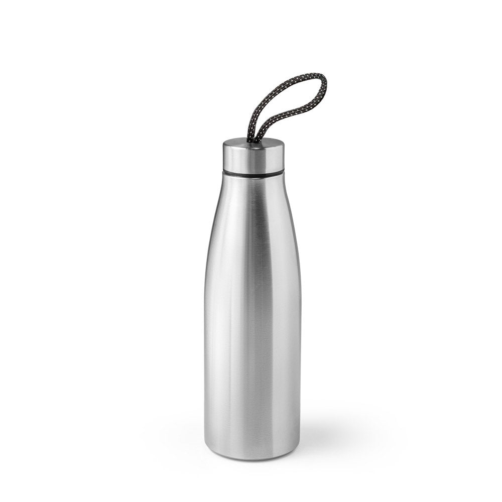 MORGAN promotional bottle in satin silver with custom logo branding