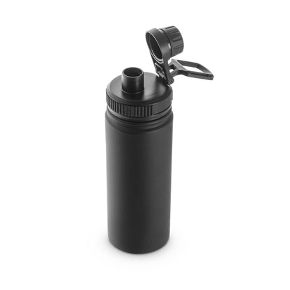 FEDERER promotional bottle in black (detail view) with custom logo branding