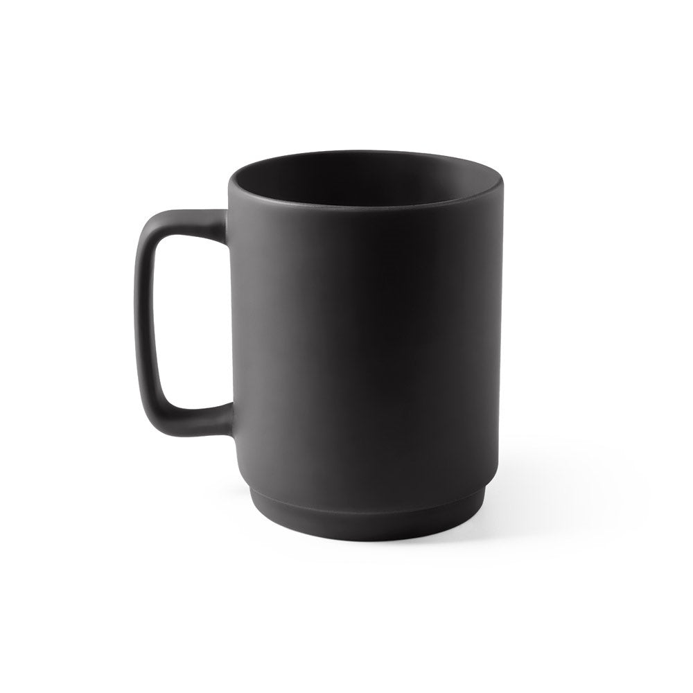MIGHTY promotional mug in black (detail view) with custom logo branding