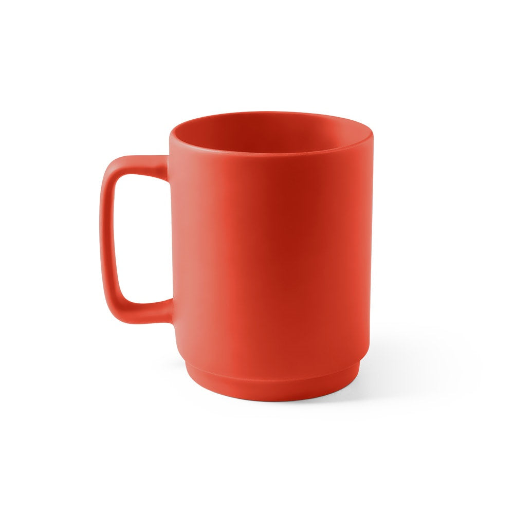 MIGHTY promotional mug in red (detail view) with custom logo branding