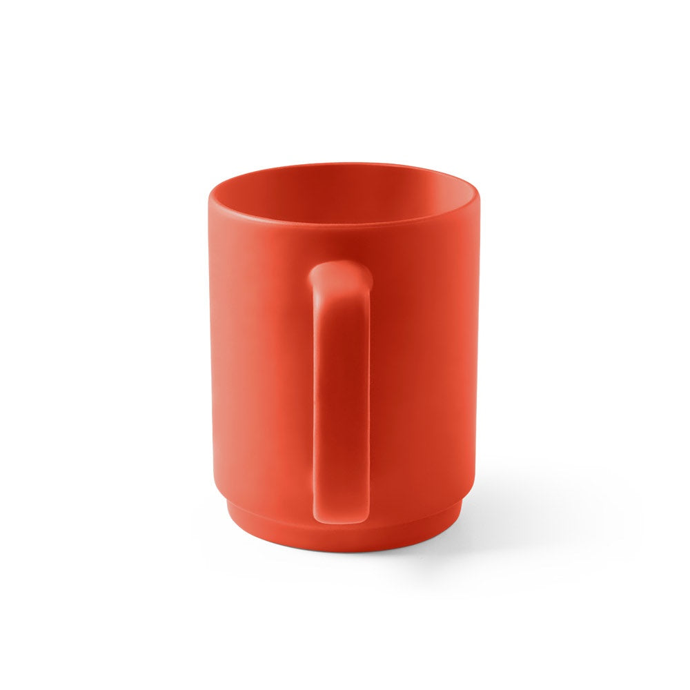 MIGHTY promotional mug in red (detail view) with custom logo branding