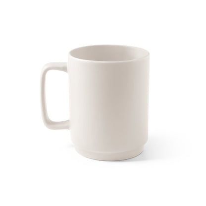 MIGHTY promotional mug in pastel white (detail view) with custom logo branding