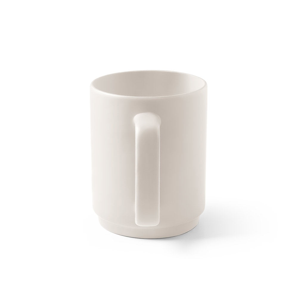 MIGHTY promotional mug in pastel white (detail view) with custom logo branding