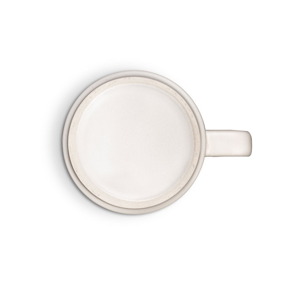 MIGHTY promotional mug in pastel white (detail view) with custom logo branding